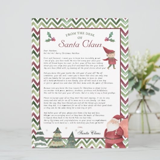 Boy Elf | Ruhestandsbrief Weihnachtstisch Weihnach Einladung (Stehend Vorderseite)