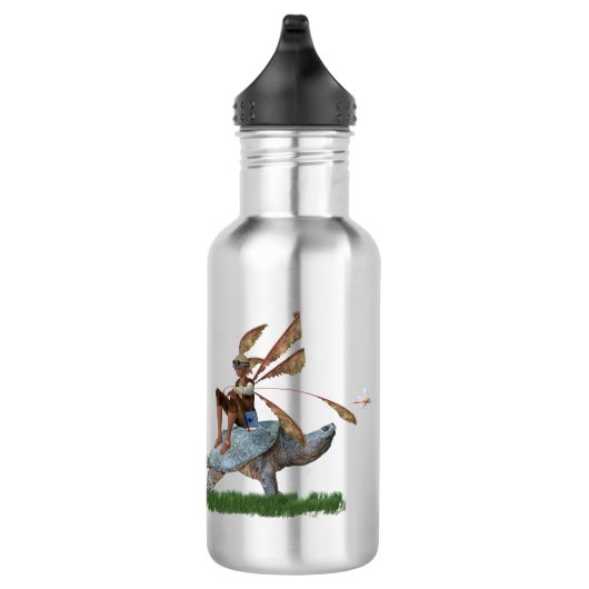 Boy Fairy reiten auf Schildkrötenwasserflasche Edelstahlflasche (Rechts)