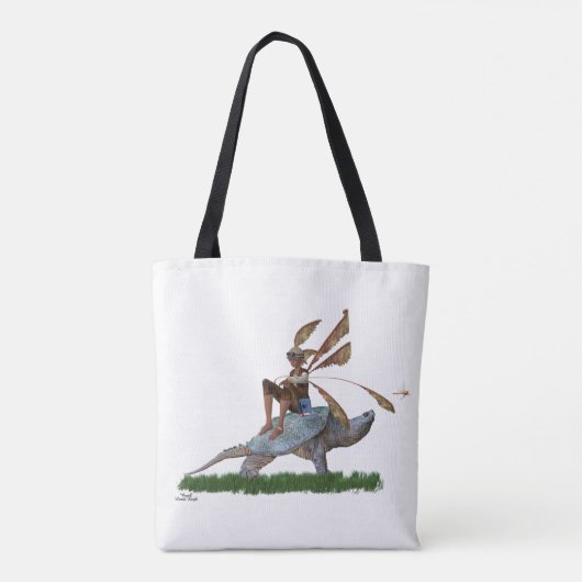 Boy Fairy reitet auf der Schildkrötentasche Tasche (Rückseite)