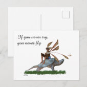 Boy Fairy reitet auf Schildkrötenpostkarte Postkarte (Vorne/Hinten)