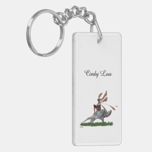 Boy Fairy reitet auf türkisfarbenem Acrylic-Schlüs Schlüsselanhänger (Vorderseite links)