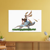 Boy Fairy Riding auf Schildkrötengestreiften Canva Leinwanddruck (Insitu (Wohnzimmer))