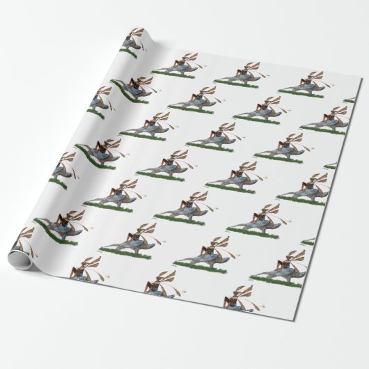 Boy Fairy Riding auf Schildkrötenpapier Geschenkpapier (Ungerollt)