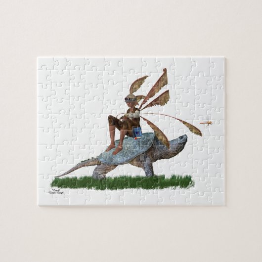 Boy Fairy Riding auf Turtle Jigsaw Puzzle (Horizontal)