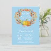 Boy Fall Pumpkin Baby Shower Einladungskarte Einladung (Stehend Vorderseite)