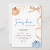 Boy Fall Rustic Bow Pumpkin Baby Dusche Einladung (Vorderseite)