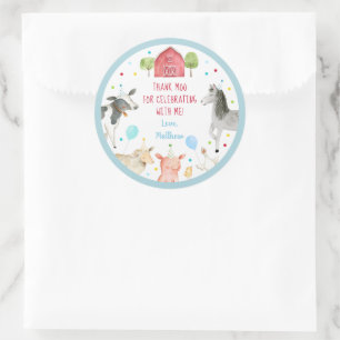 Boy Farm Animal Barnyard Geburtstag Runder Aufkleber