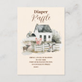 Boy Farm Animals Baby Shower Raffle Diapper Begleitkarte (Vorderseite)