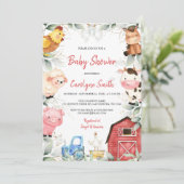 Boy Farm Animals Barnyard Baby Dusche Einladung (Stehend Vorderseite)