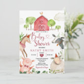 Boy Farm Animals Barnyard Baby Dusche Einladung (Stehend Vorderseite)