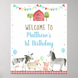 Boy Farm Barnyard Geburtstag Willkommen Poster
