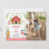 Boy Farm Birthday Party Foto Einladung (Vorderseite)
