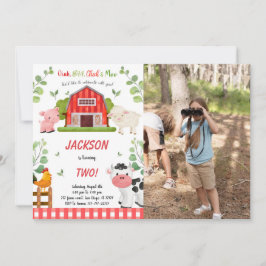 Boy Farm Birthday Party Foto Einladung