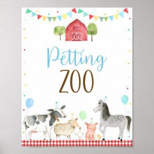 Boy Farm Petting Zoo Geburtstagszeichen Poster
