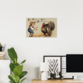 Boy Feeding Turkey Poster (Heimbüro)