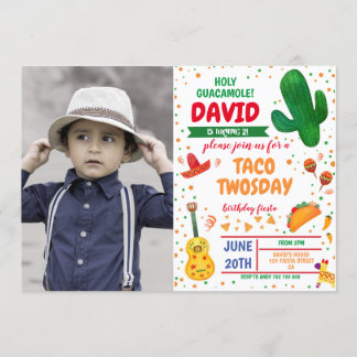 Boy Fiesta Einladung Taco Zweitägiges Foto Geburts