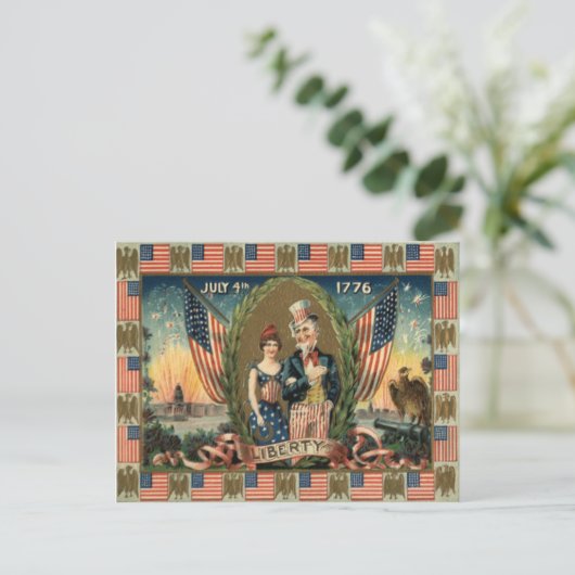 Boy Firecracker Fireworks US Flag Postkarte (Stehend Vorderseite)