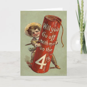 Boy Firework Firecracker Match Karte