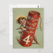 Boy Firework Firecracker Match Postkarte (Vorne/Hinten)
