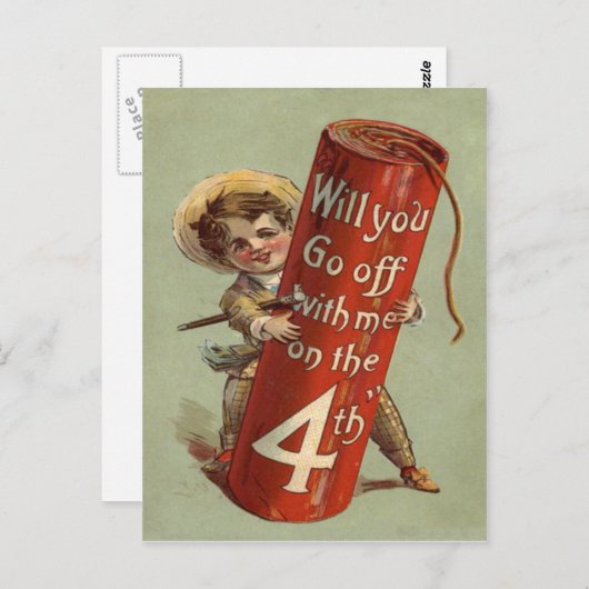 Boy Firework Firecracker Match Postkarte (Vorne/Hinten)