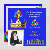 Boy First Birthday 1. Gentleman Prince Genius Einladung (Vorne/Hinten)
