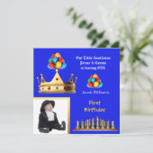 Boy First Birthday 1. Gentleman Prince Genius Einladung (Stehend Vorderseite)