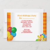 Boy First Birthday 1. Train Zoo Animals Party Einladung (Rückseite)