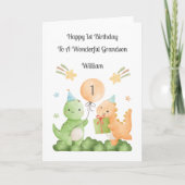 Boy First Birthday Balloon Dinosaurs Card Karte (Vorderseite)