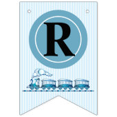 Boy First Birthday Blue Trains Wimpelkette (Dritte Fahne)