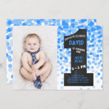 Boy First Birthday Chalkboard Confetti Foto