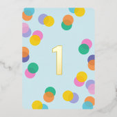 Boy First Birthday Confetti Blue und Gold Folieneinladung (Vorderseite)