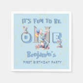 Boy First Birthday Fun One Dinosaur Cocktail Serviette (Vorderseite)