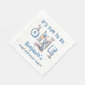 Boy First Birthday Fun One Dinosaur Luncheon Serviette (Ecke)