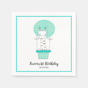 Boy First Birthday Giraffe Party Serviette