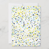 Boy First Birthday Navy Heart Balloon Confetti Einladung (Rückseite)