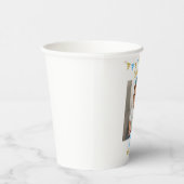 Boy First Birthday Photo Blue Gold Balloon Cute Pappbecher (Rechts)