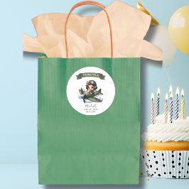 Boy First Birthday Pilot Vintage Airplane Clouds Runder Aufkleber