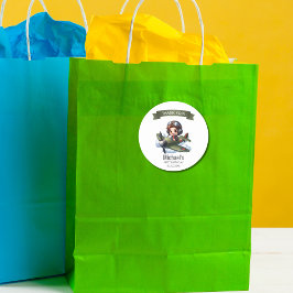 Boy First Birthday Pilot Vintage Airplane Clouds Runder Aufkleber