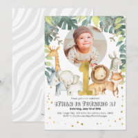 Boy First Birthday Safari Jungle Tiere Foto