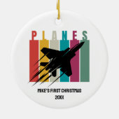 Boy First Christmas Jet Fighter Airplane Custom Keramik Ornament (Hinten)
