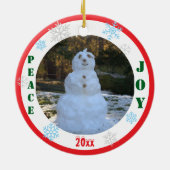 Boy First Christmas PHOTO Rocking Horse  Keramik Ornament (Hinten)