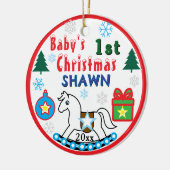 Boy First Christmas White Horse Peace Keramik Ornament (Links)