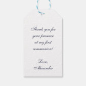 Boy First Communion Arch Navy Blue Imitats Silver Geschenkanhänger (Rückseite)