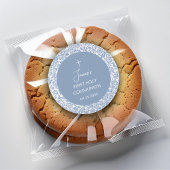 Boy First Communion Blue and White Floral Pattern Runder Aufkleber