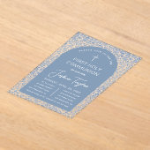 Boy First Communion Blue Arch Floral Pattern  Acryleinladungen (Ablage )