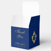 Boy First Communion Blue Faux Gold Crest Thank You Geschenkschachtel (Geöffnet)