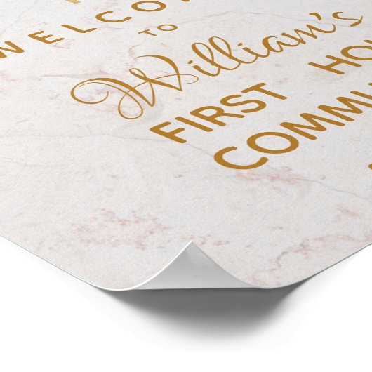 Boy First Communion Blue Geode Marble Willkommen Poster (Ecke)