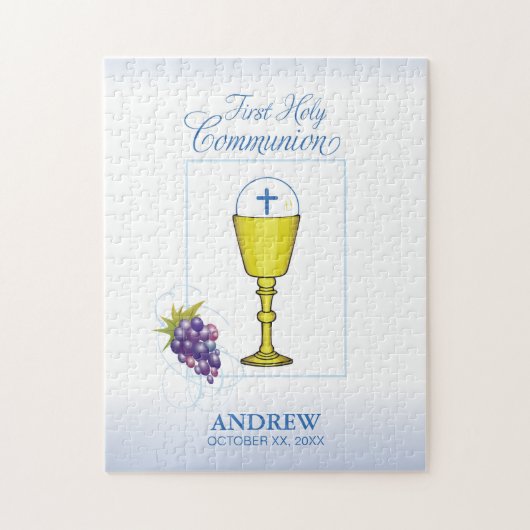 Boy First Communion, Chalice with Host and Grapes Puzzle (Vertikal)