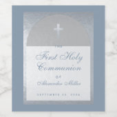 Boy First Communion Dusty Blue Imitats Silver Arch Weinetikett (Einzelnes Label)