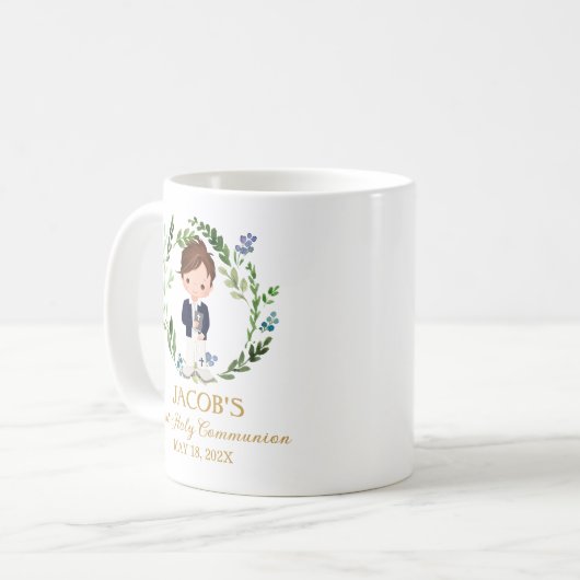 Boy First Communion Favorits - Navy Suite Kaffeetasse (Vorderseite Links)